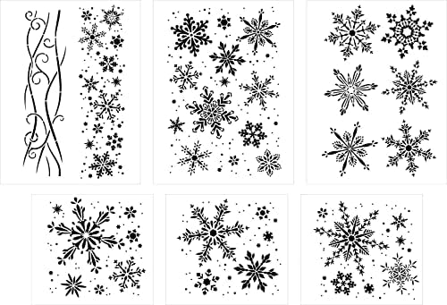 סטנסיל פתית שלג על ידי סט Studior12-6 סט חתיכות - ארהב תוצרת ארהב - קישוטי חג המולד DIY | תבנית